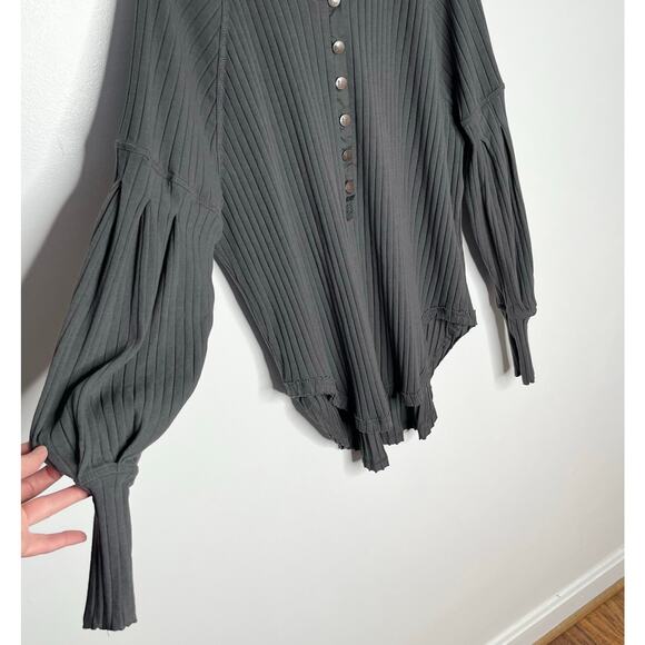 Free People Movement Bella Layer Long Sleeve Top Womens Large Gray Cotton Boho - Picture 4 of 10